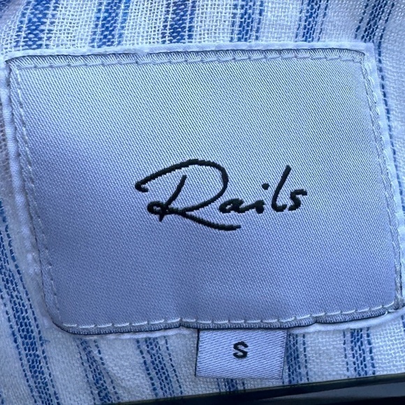 Rails Raylyn Fremont Linen Rayon Blend Blue White Striped Boho Blouse Top Small - Picture 13 of 16